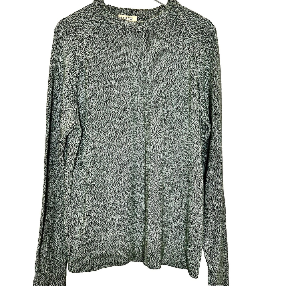 J. Crew Men Ragg Sweater L Pullover Vtg Merino Wool Green Gray Knit 90s Workwear